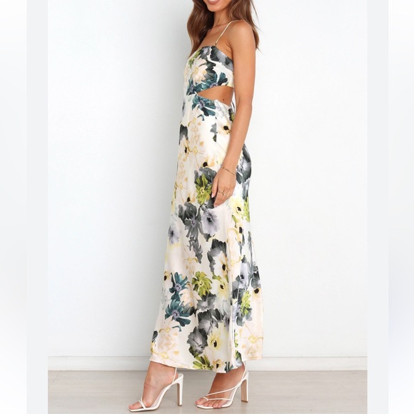 Petal & Pup Strapless Floral Dress - White and Green - Picture 2 of 4